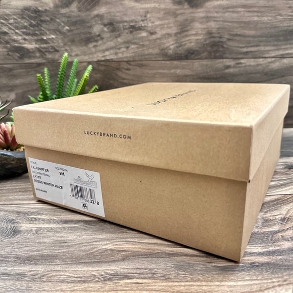 NIB Lucky Brand Juniffer Platform Wedge Sandal Latte Dress Winter Haze 9M - Picture 12 of 13